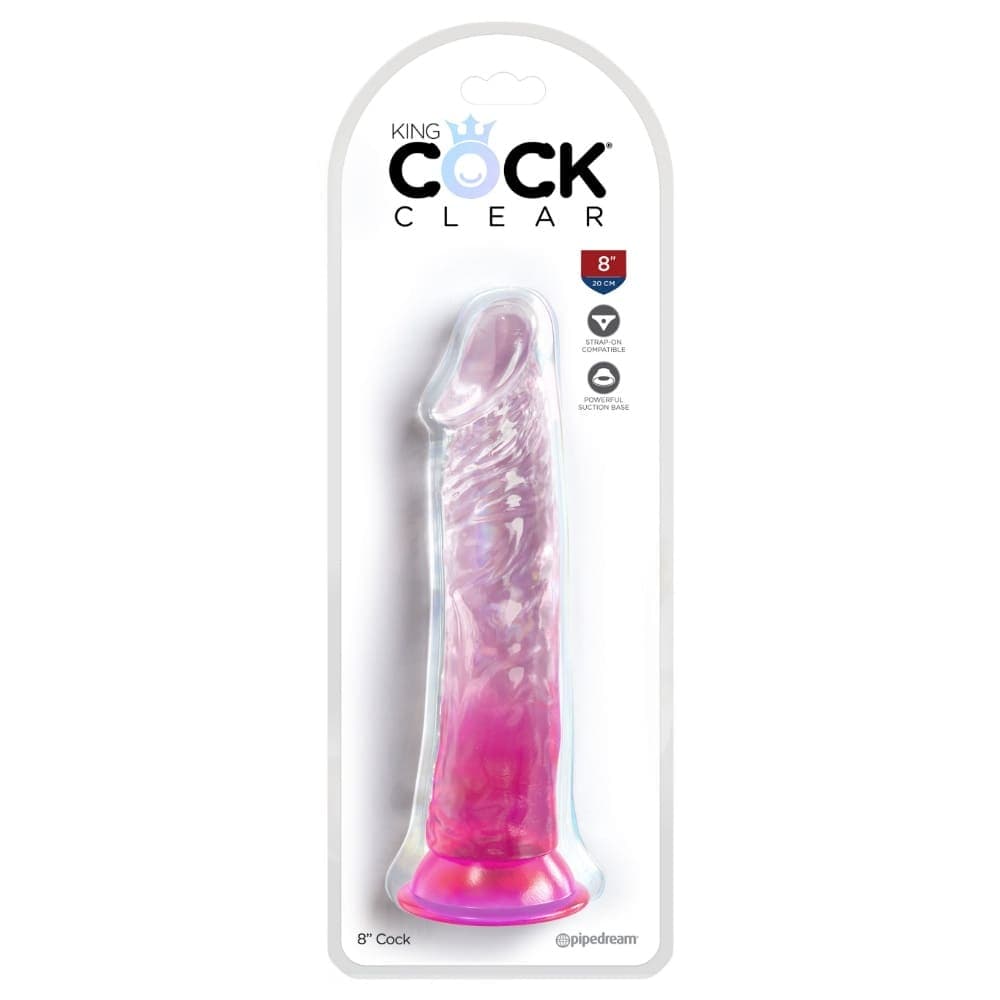 King Cock Clear Дилдо, розово 8 инча