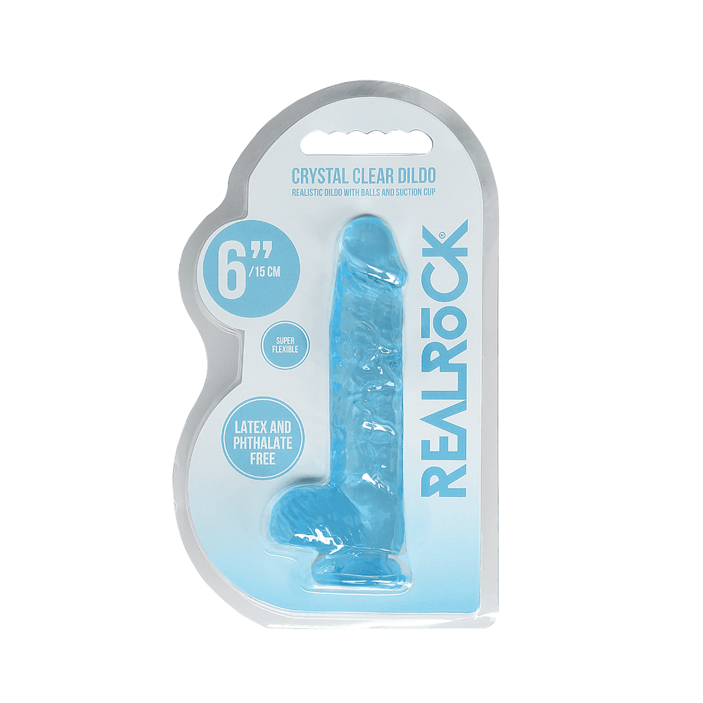 Realrock Crystal Clear Дилдо, синьо 6 инча
